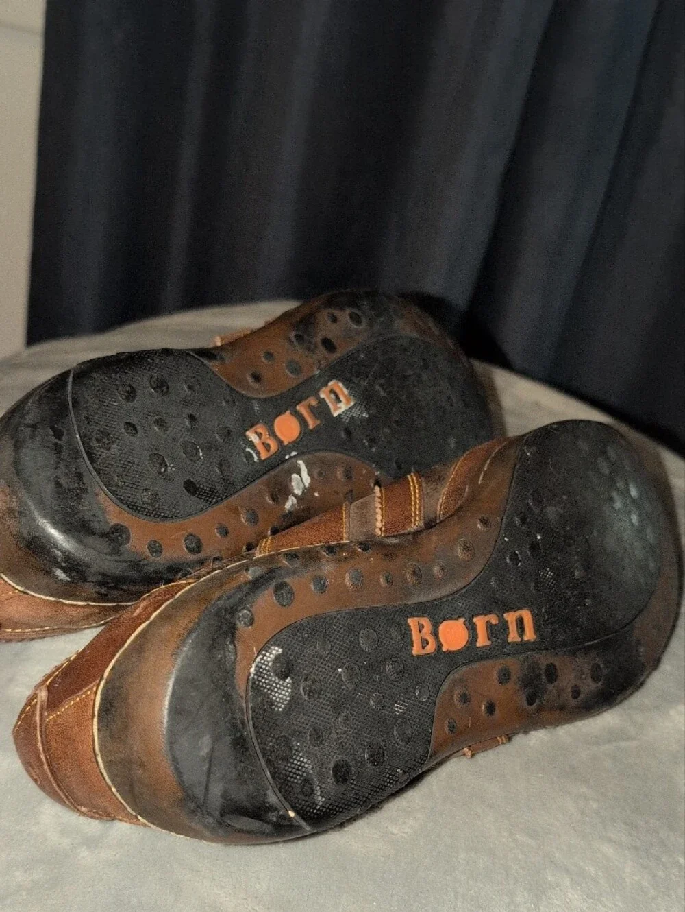Born Men's Brown Leather Lace-Up Slip-On Loafers